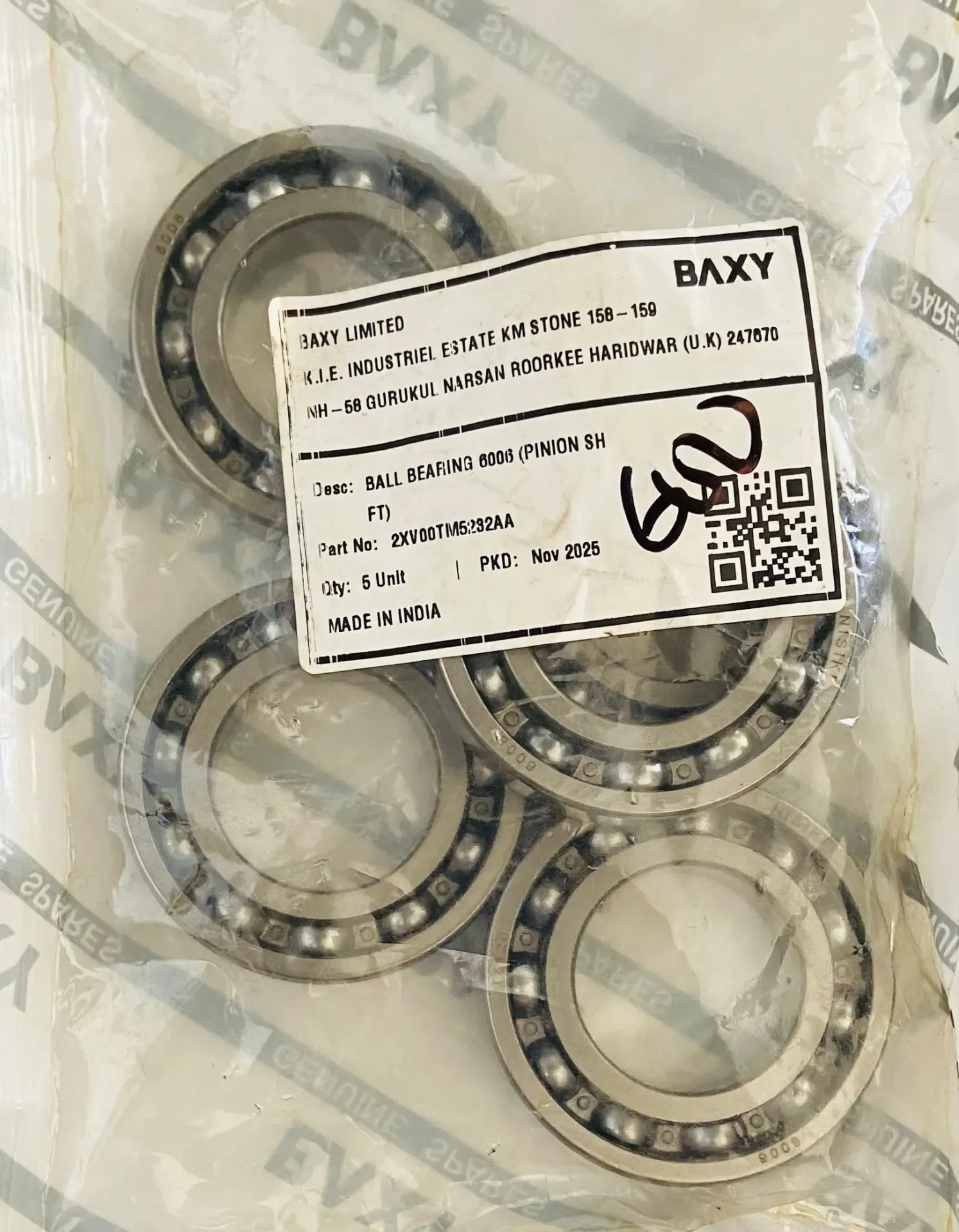 [2XV00TM5232AA] Ball Bearing #6006 (pinion Shaft) Baxy