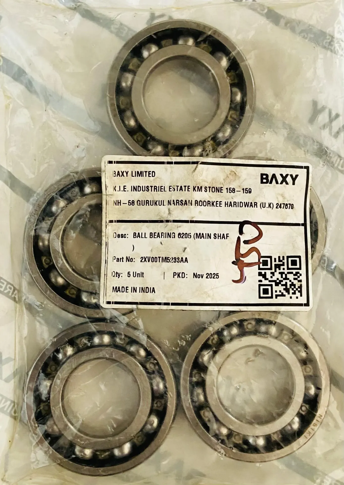 Ball Bearing #6205 (Main Shaft) Baxy